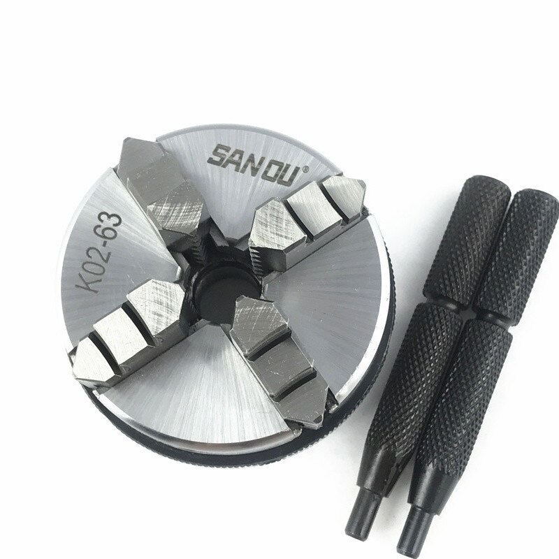 3/4 Kaken Staal Hout Draaibank Chuck 50Mm 63Mm Handleiding Chuck Zelfcentrerend Diy Metalen Hout Draaibank Gereedschap
