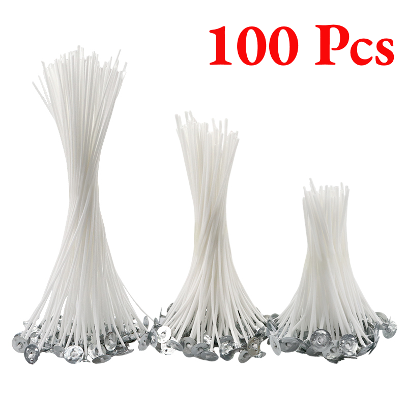 100 Uds. Mechas de vela de algodón sin humo DIY, suministros para hacer velas perfumadas, accesorios para velas, mechas de cera para fabricación de velas