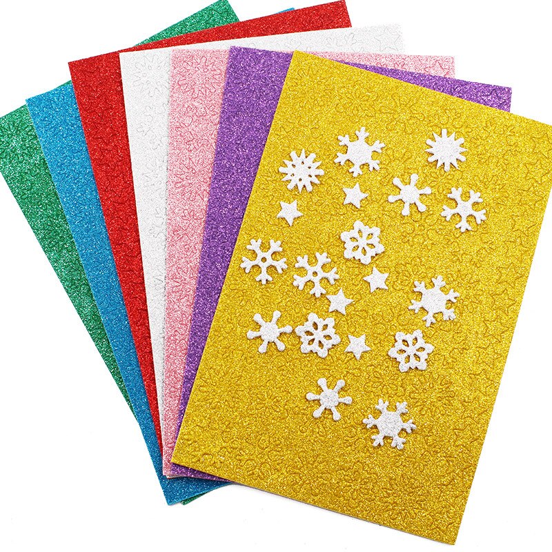 Fiocchi di neve di natale stelle giocattoli artigianali bambini creativi fai da te Glitter stelle fiocchi di neve paillettes carta spugnosa materiale manuale giocattoli