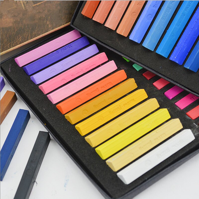 Farveblyanter blødt tør pastel 12/24/36/48 farver / sæt kunst tegning sæt kridt farve farveblyant papirvarer til studerende kunstforsyninger