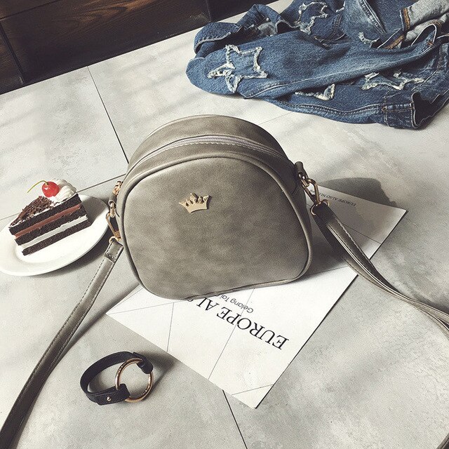 Taschen für Frauen Neue Schulter Tasche Handtasche Telefon Geldbörse Kaiserkrone Pu Leder Frauen Kleine Shell Umhängetasche: Gray