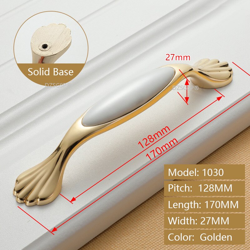 Closet Wardrobe Pull Zinc Alloy Ceramic European Gold Ivory White Diamond Cabinet Kitchen Knob Drawer Cupboard Handle