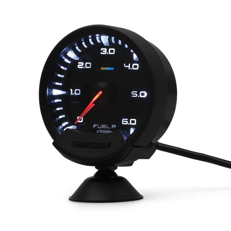 60mm 12V Kraftstoff Manometer Öl Drücken Sie Messgerät Weiß LED Kraftstoff Messer Universal-