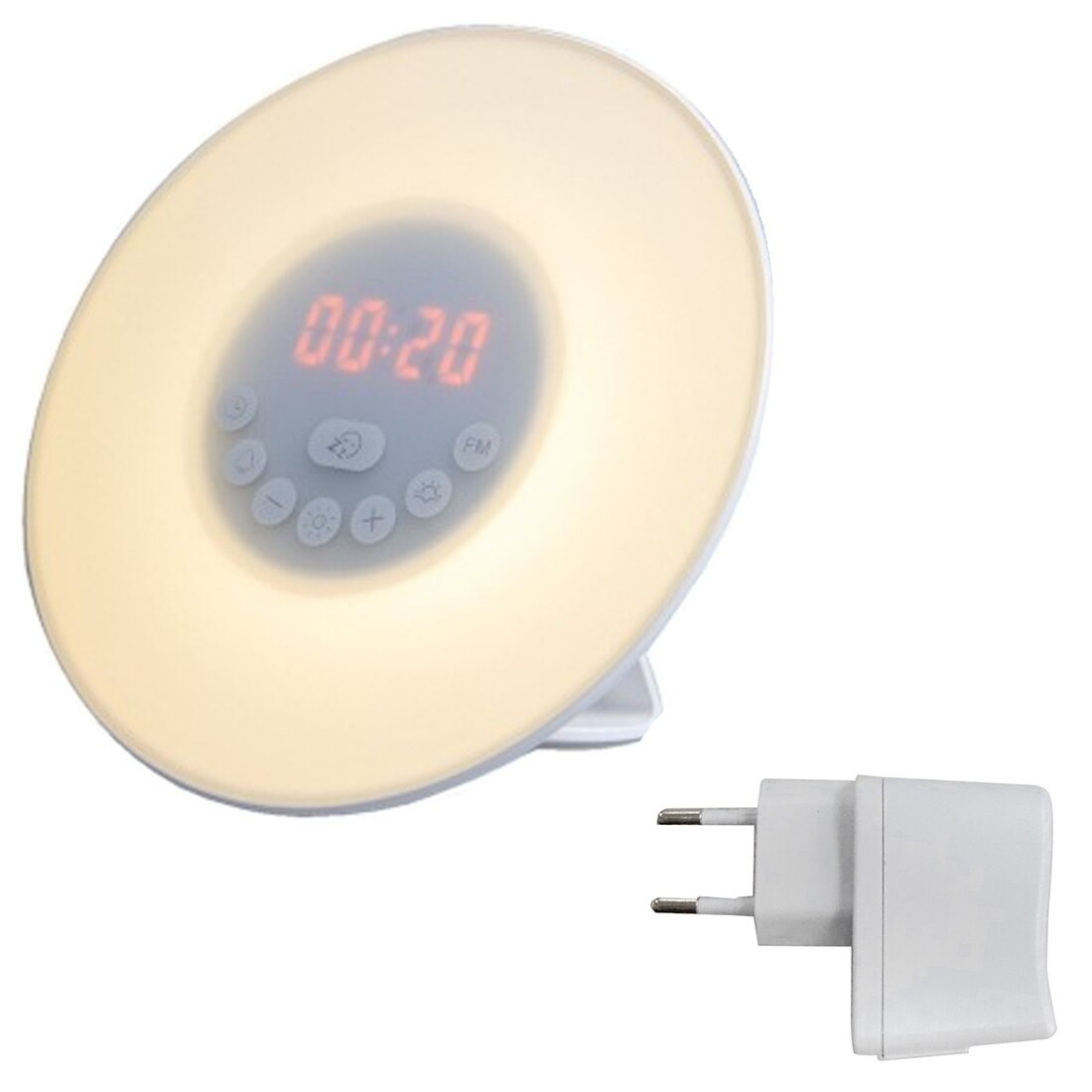 Digital Wecker Wake Up Licht Tisch LED Lampe Elektronische Uhr Sunrise Sunset Alarm Snooze Uhren FM Radio Schreibtisch: EU Plug