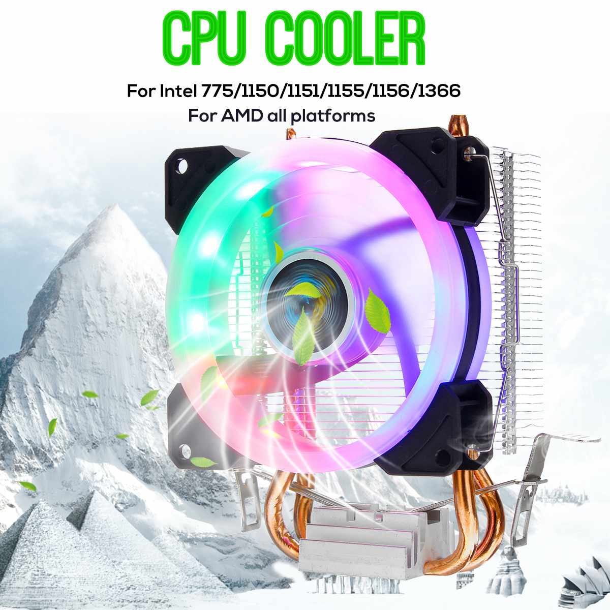 Dc 12V 3/4Pin Cpu Cooler Fan Kleurrijke Backlight 90 Mm Cpu Koelventilator Pc Heatsink Cooler Voor intel/Amd Voor Pc Computer Case Fan: 5 light 1 fan