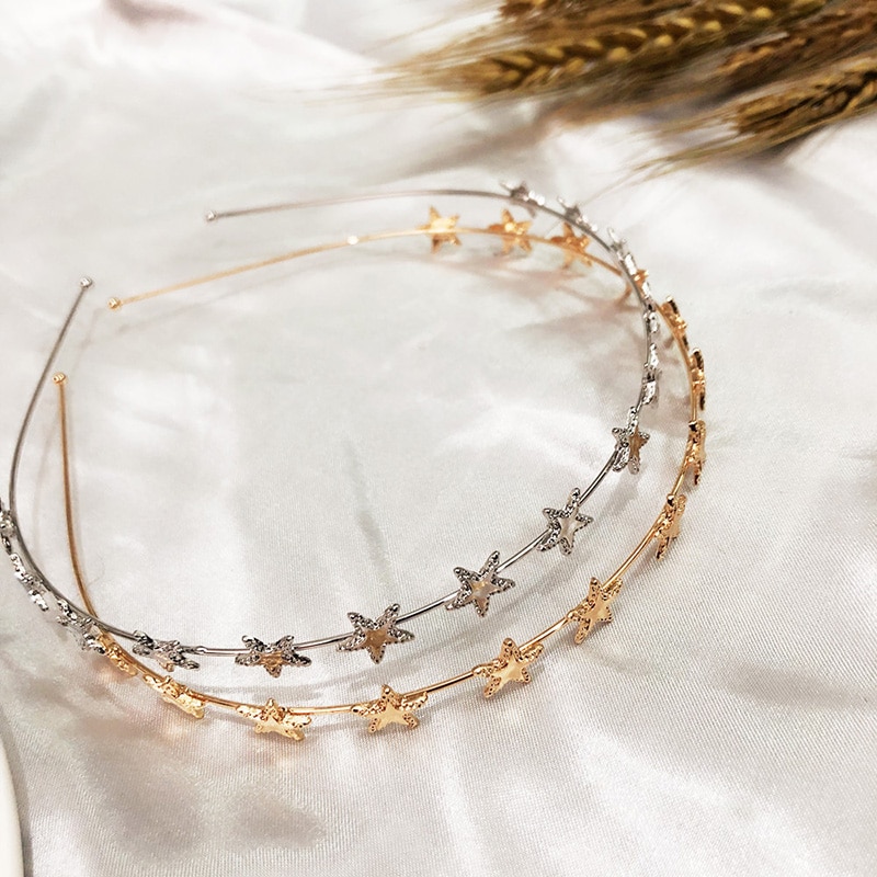 Metalen dameshoofdband met gouden zilveren ster, haarband voor vrouwen, bruiloft, meisjeshaarband, haaraccessoires, haarband