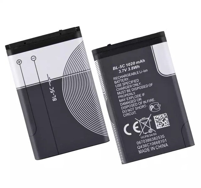 Bateria BL-5C De Capacidad De 1020mah, Carga De Batería De Teléfono Para Nokia BL-5C 3,7 V 3,8 Wh, Batería De Repuesto Para Teléfono Altavoces Radio: 2pcs