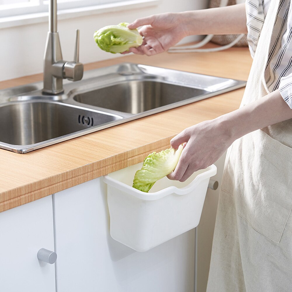 Plast søppel oppbevaringsboks dør bak søppelbokser vanntette søppelbøtte stasjonær søppelcontainer arrangør kjøkkenutstyr