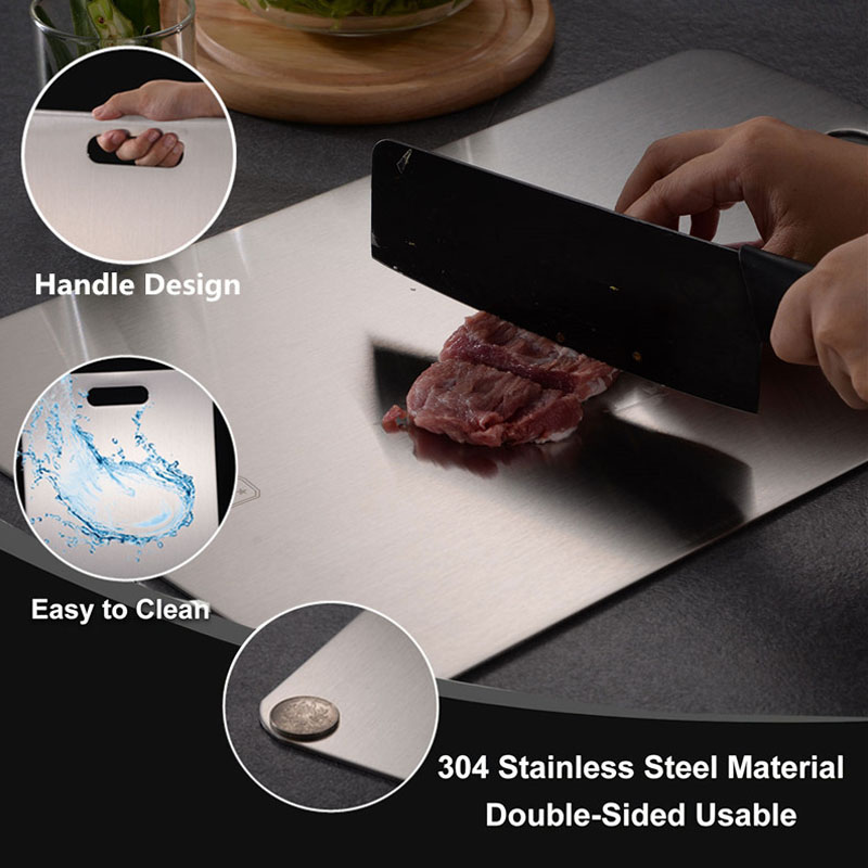 Titanium Cutting Boards Two Sides Of Germany Board 304Stainless Steel Food Cutting Food Cutting Mat Serving Tray For Cooking