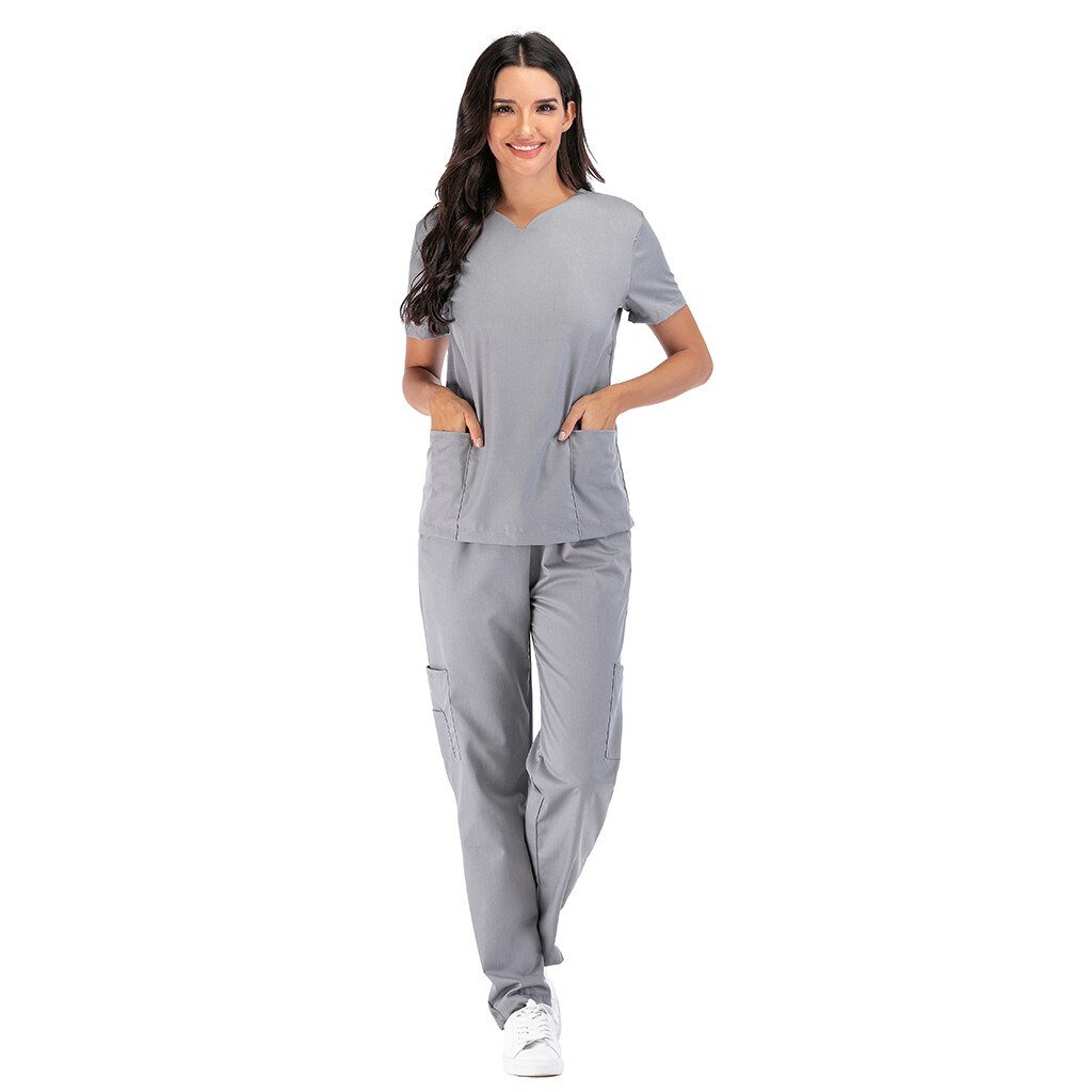 Men & Women Uniform Suit Short Sleeve Modal Nurse Uniform Set Anti-Greasy Nurse Accessories Scrubs uniforme enfermera mujer: B / S