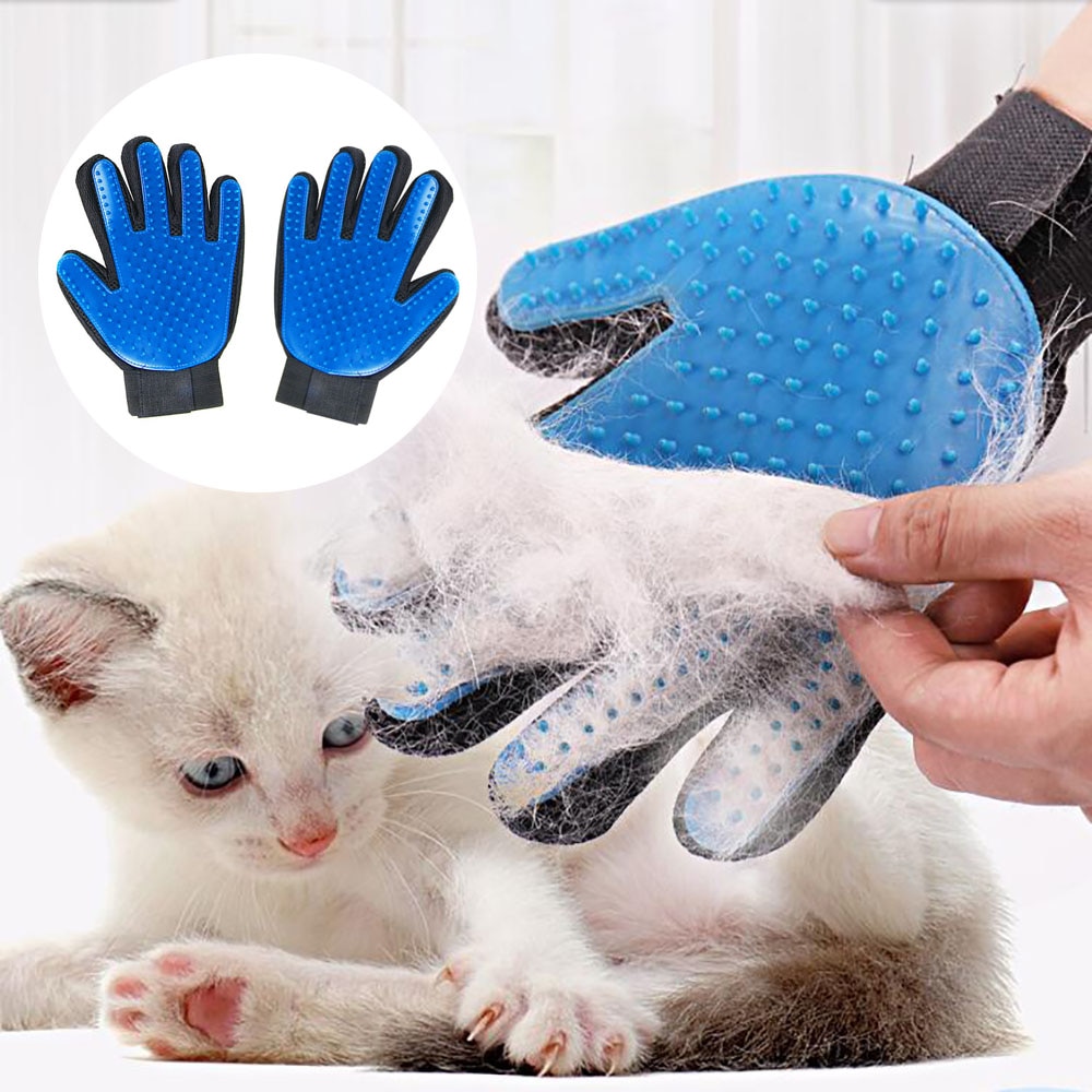 Guantes para Cepillar el pelo de mascotas para Cepillar el pelo para el cuidado de perros, masaje de gatos, peines de silicona, guante de depilación para perros para limpieza de mascotas