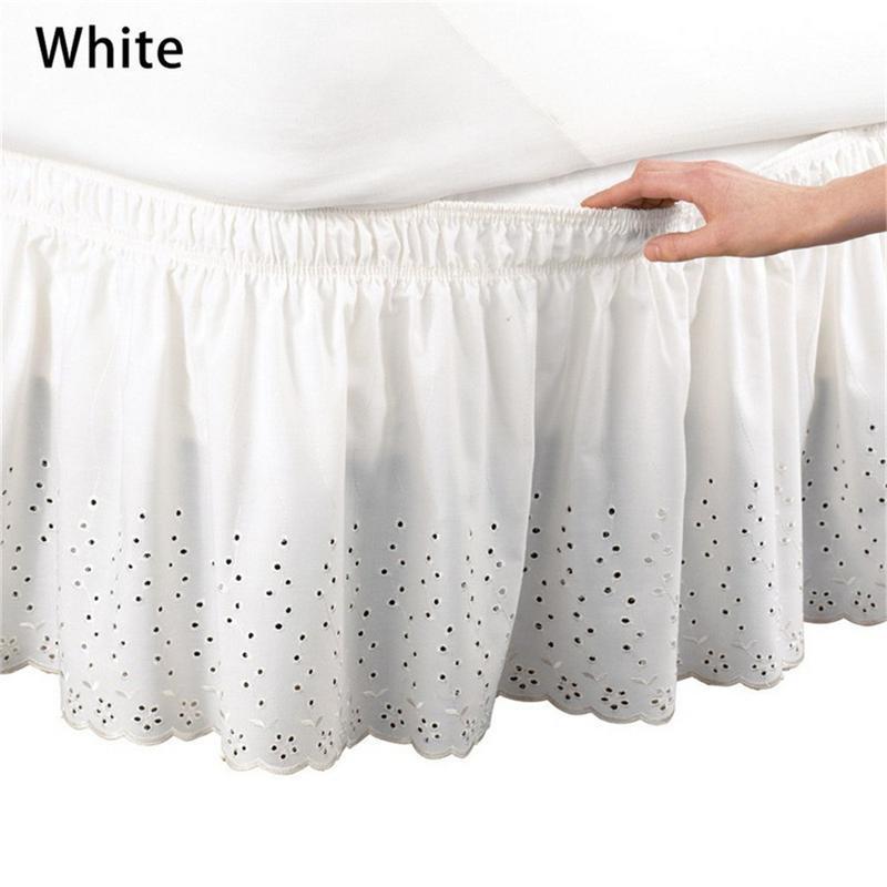 Seng nederdel børstet flæse klud sengetæpper uden sengeflade king queen size elastik bånd seng nederdele højde sengetæppe: Hvid
