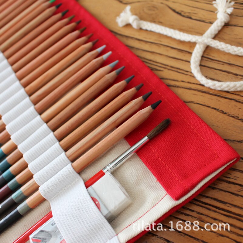 Rød rulle penalhus store 36/48/72 huller tilbage til skole blyant til piger drenge patron stor lærred pen taske papirvarer kit