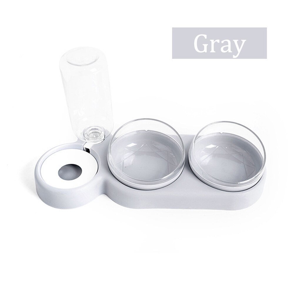 Double Pet Bowls Dog Food Water Feeder Stainless Steel Pet Drinking Bottle Feeder Cat Puppy Feeding Bowl Small Pet Supplies: Gray