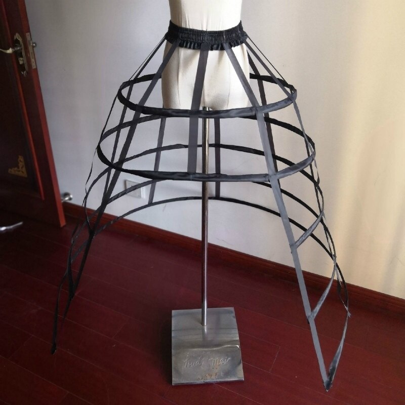 Accesorio de boda, jaula victoriana, enagua de crinolina hueca, Forking, Pannier, debajo de la falda: Black