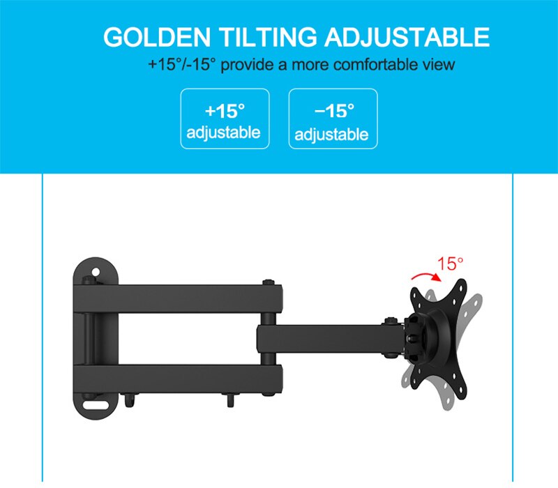 Ixur Geschikt Voor 10-32 Inch Lcd Computer Monitor Wall Mount Draaibaar/Intrekbare Display Wall Bracket