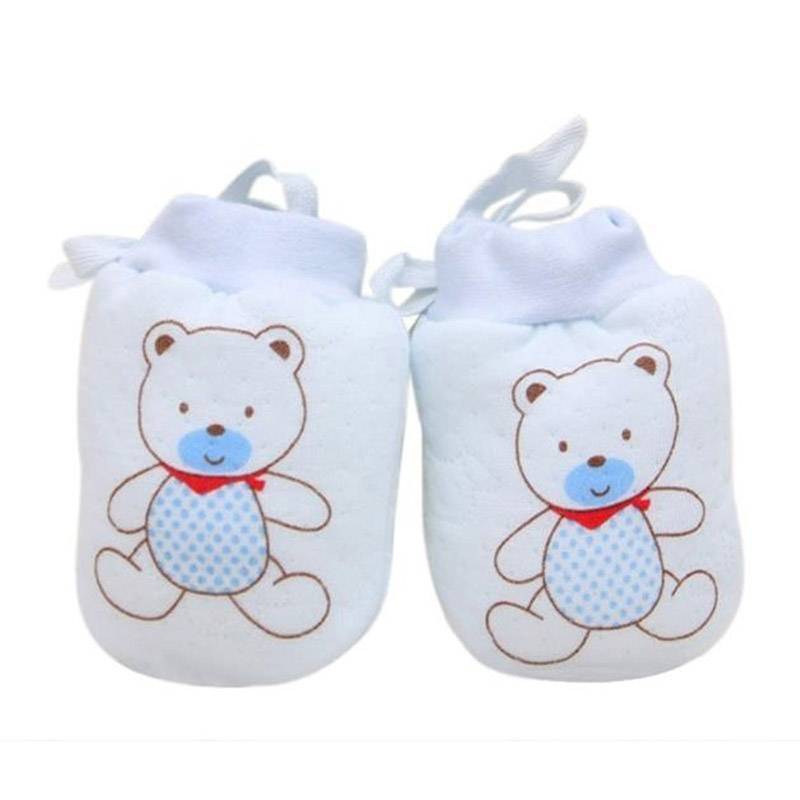 Automne hiver bébé gants 1 paires mignon dessin animé coton bébé infantile garçons filles Anti rayure -né mitaines tissu gants: Sky Blue