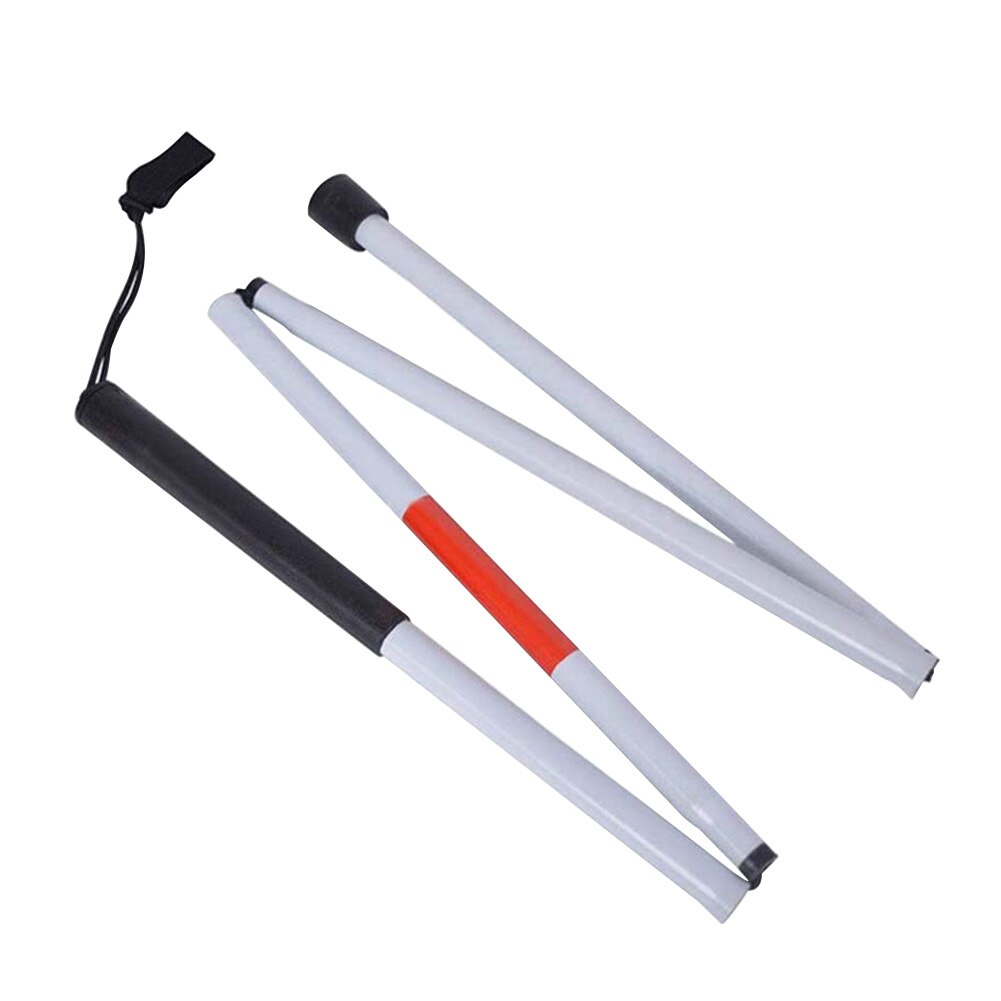 Walking Stick Crutch Visually Impaired Portable White Folding Reflective Cane Lightweight For The Blind Aluminium Alloy Non Slip