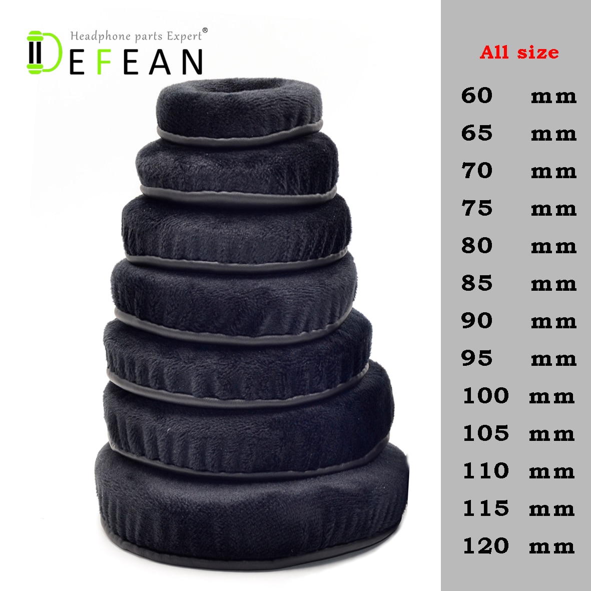 Defean All size Velour Memory Foam Earpads - Suitable for Sennheiser, AKG, HifiMan, ATH, Philips, Fostex, Sony headphone