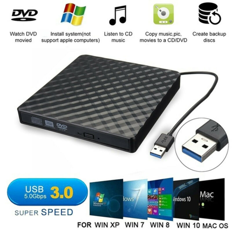 USB 3,0-Unidad óptica externa de alta velocidad, reproductor de CD/DVD, CD/DVD RW ROM, color negro