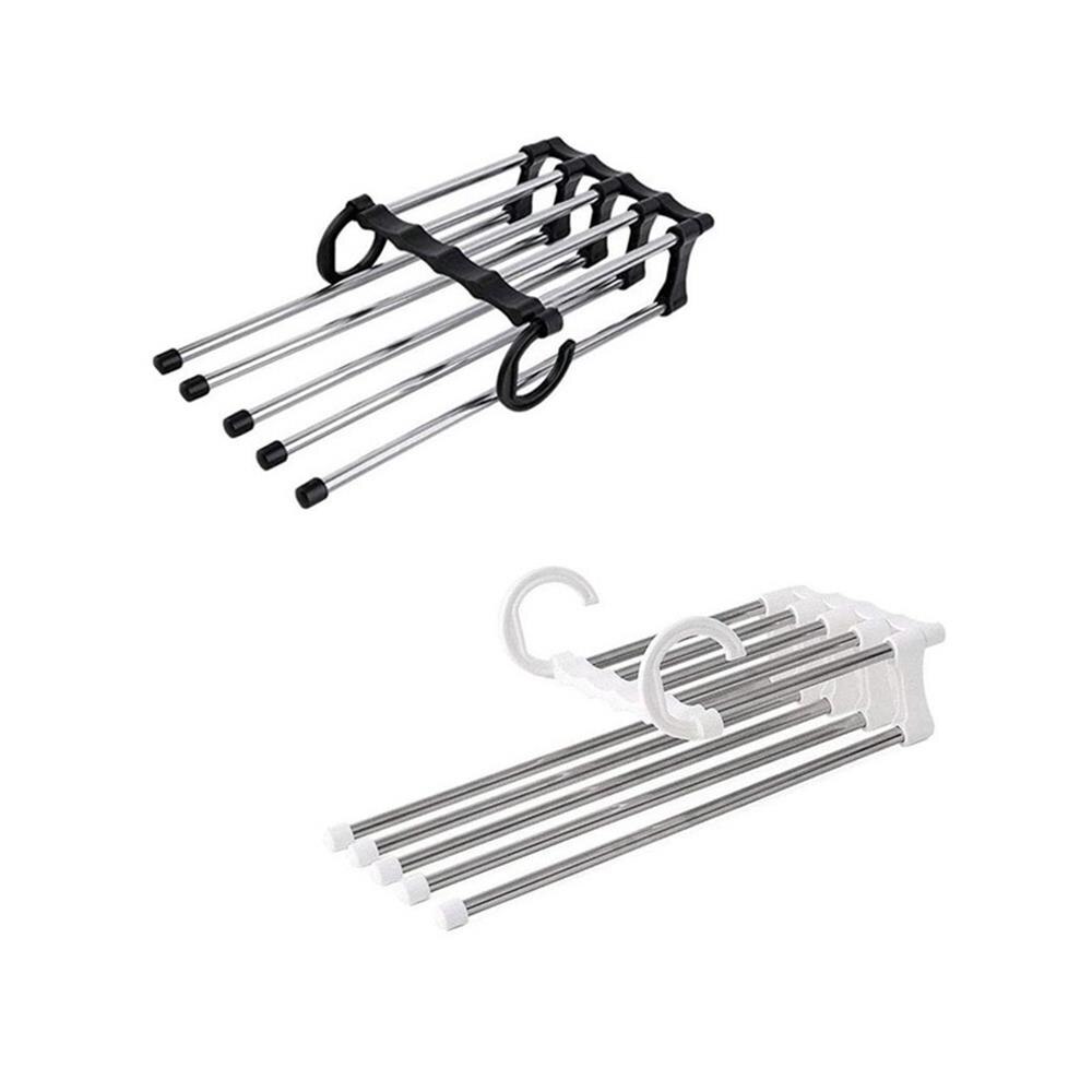 Colgador de ropa de acero inoxidable para adultos, Perchero de plástico ABS, duradero, para bufanda y pantalones, retráctil, Ahorrador de espacio, blanco y negro