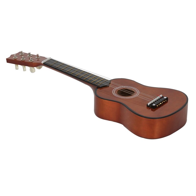 Guitarra de tilo pequeña de 21 pulgadas y 6 cuerdas con púas, instrumentos musicales de juguete para niños