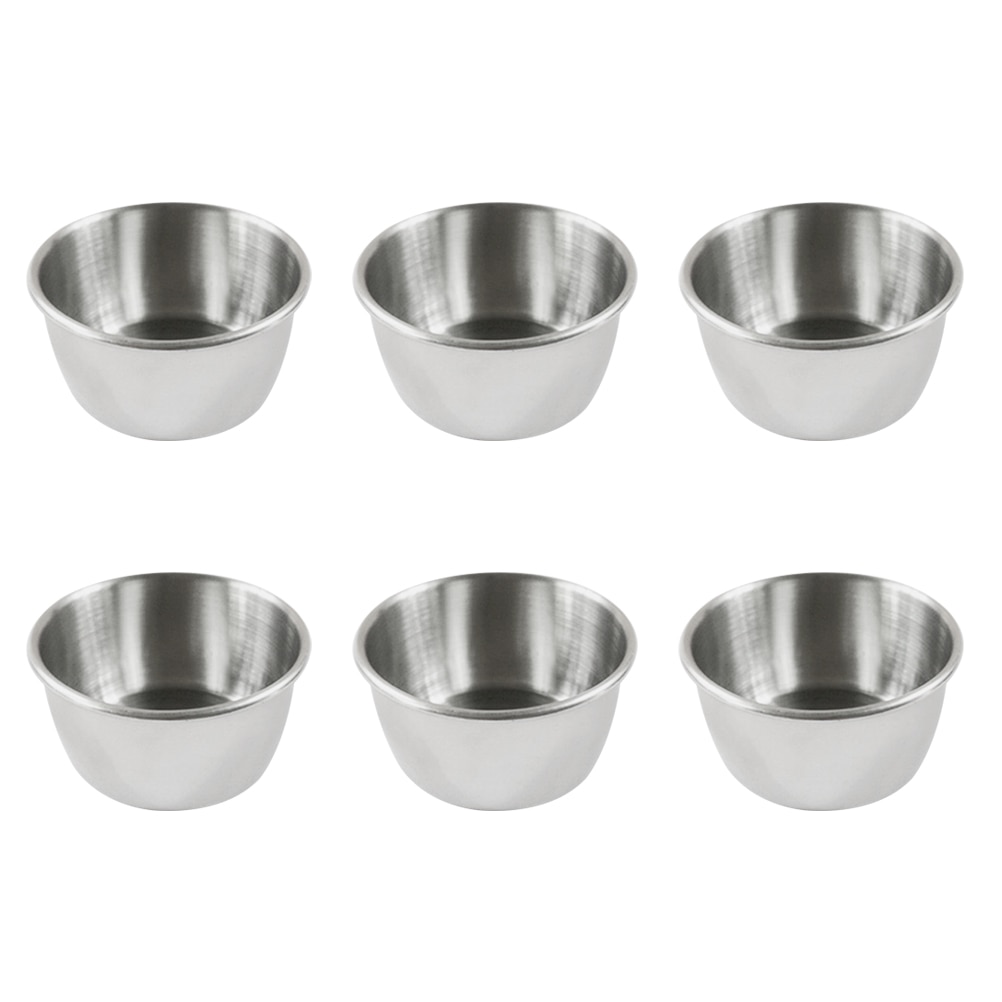 6 stk rustfritt stål saus kopper gjenbrukbare tomatsaus beholder dyppe bolle for restaurant hjemme