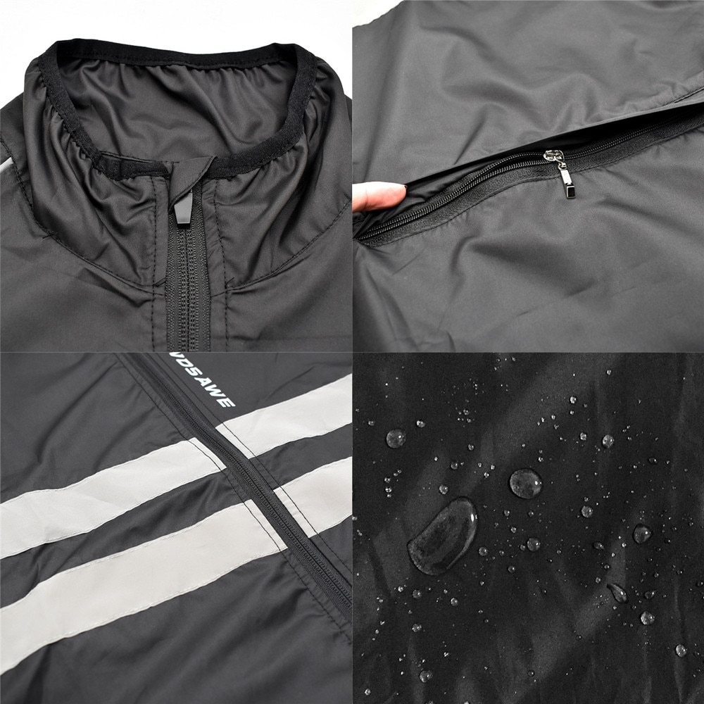 WOSAWE Ultralight Reflective Men&#39;s Cycling Jacket Long Waterproof Windproof Road Mountain Bike MTB Jackets Bicycle Windbreaker