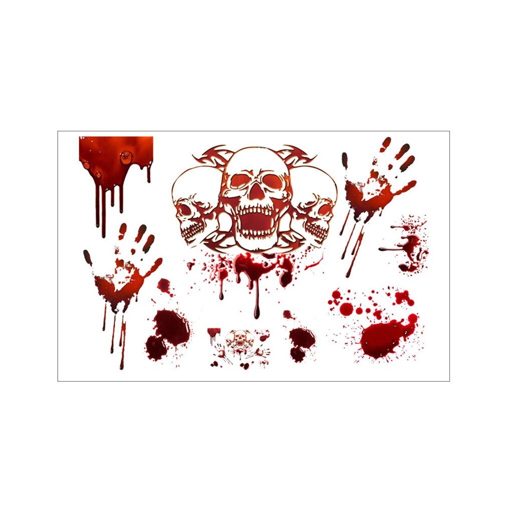 Horrible Halloween Bloody Handprint Stickers Wall Window Door Floor Decal Stickers Halloween Party Decor Haunted House Prop#p: B