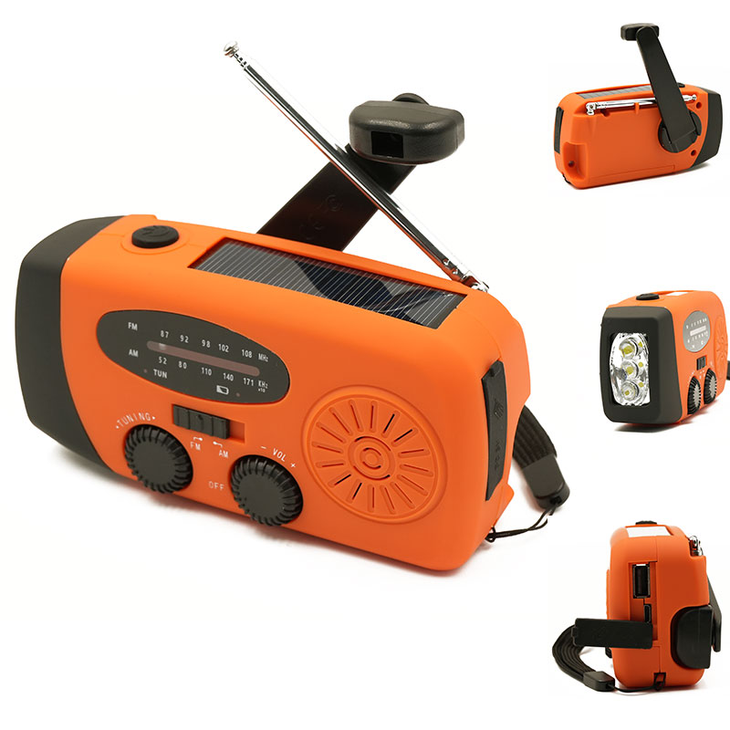 AM/FM/NOAA Awaryjne radio pogodowe z korbą ręczną Solarny radio pogodowe Przenośny power bank z baterią słoneczną do ładowania
