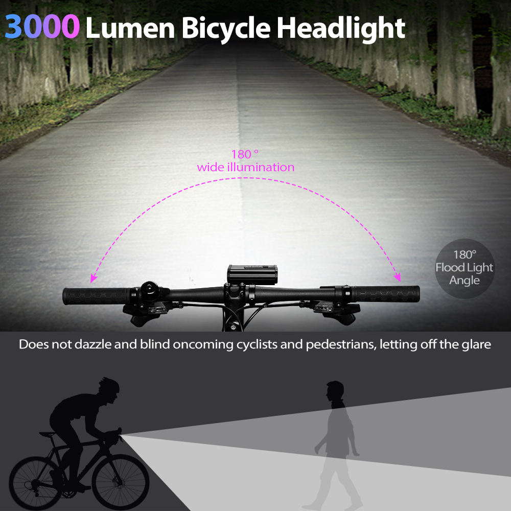 Lumière de vélo 10000mAh, batterie externe, lampe de poche