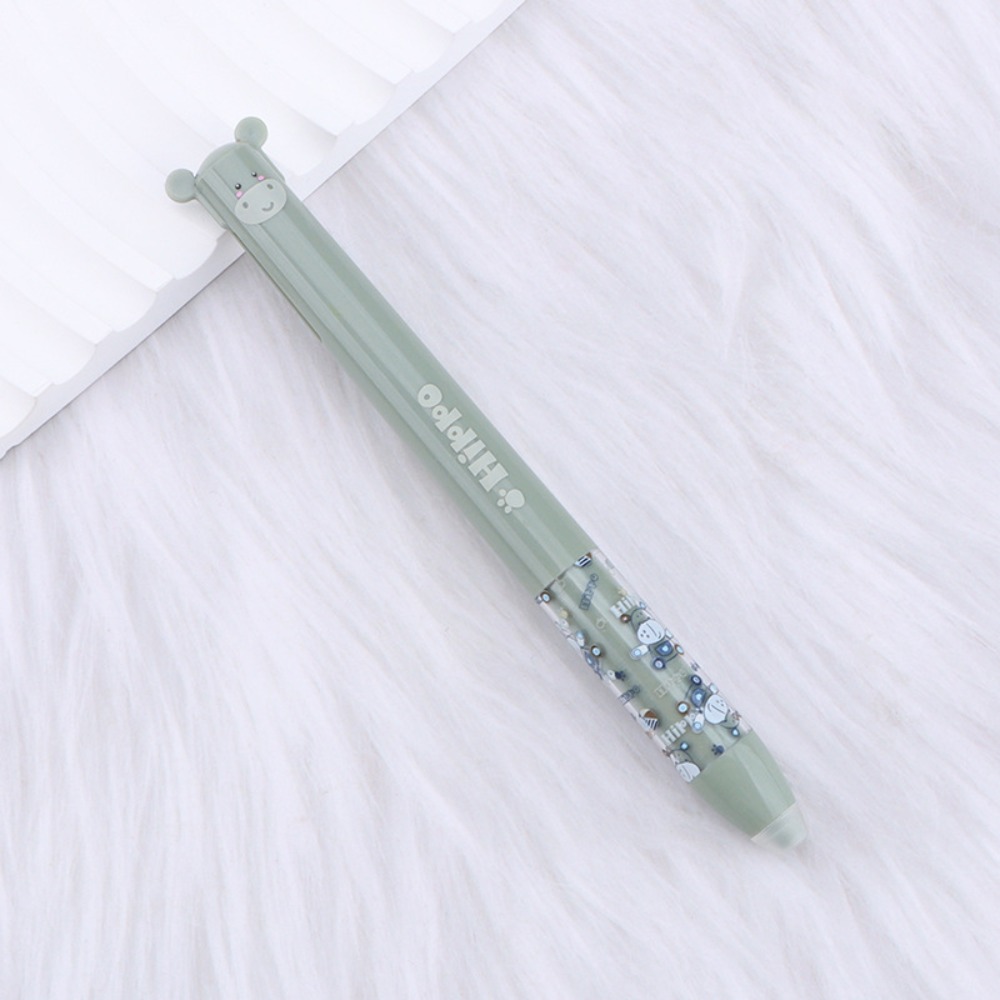 Cartoon Erasable Ballpoint Pen Animal Quick-drying Neutral Pen Double Ink Color Signature Pens Stationery