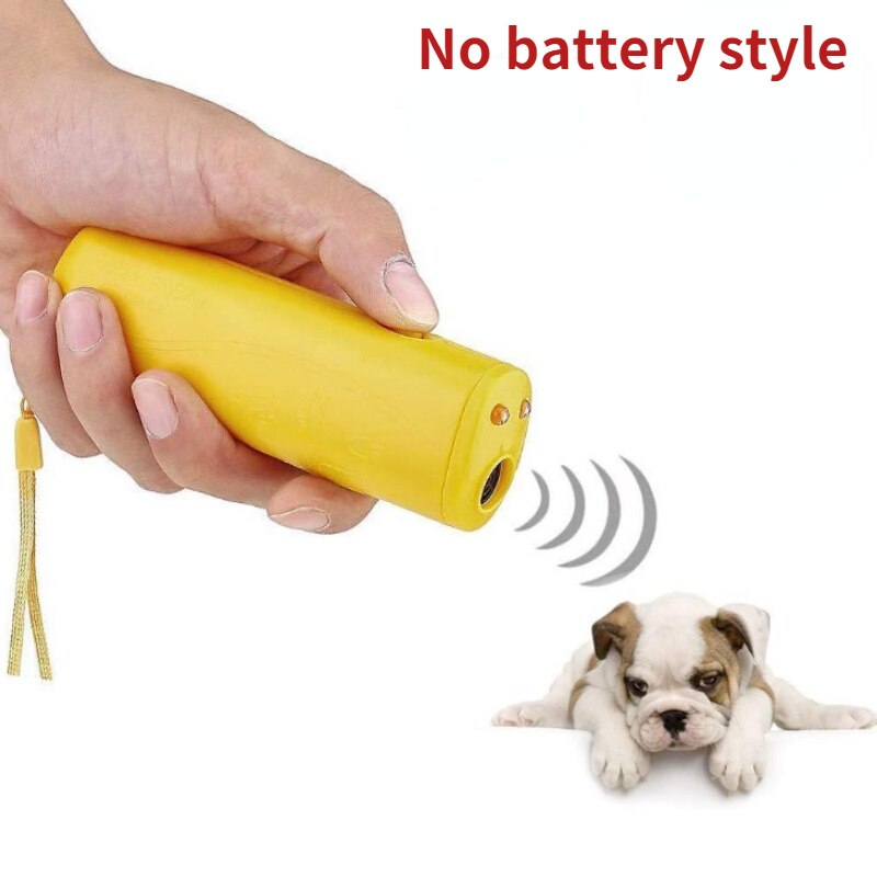 Ultrasonic Dog Trainer Device Electronic Dog Deterrent Dog Barking Control Devices Training Tool Stop Barking Sonic Dog Repeller: Yellow-no battery