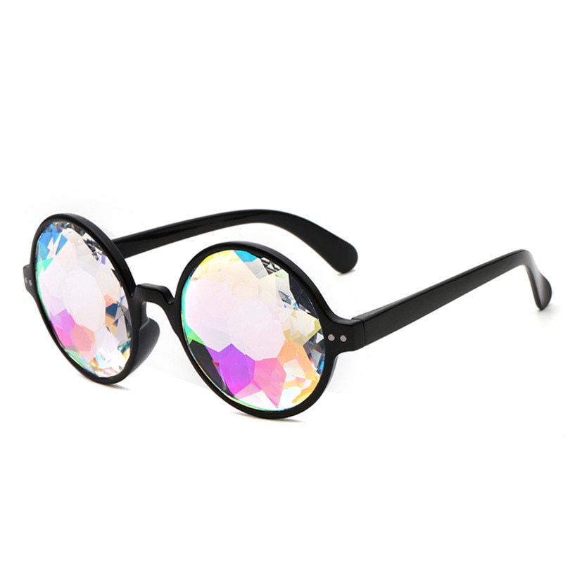 Kaléidoscope rond lunettes Rave Festival hommes femmes concepteur holographique kaléidoscope femme mâle lunettes de soleil rétro