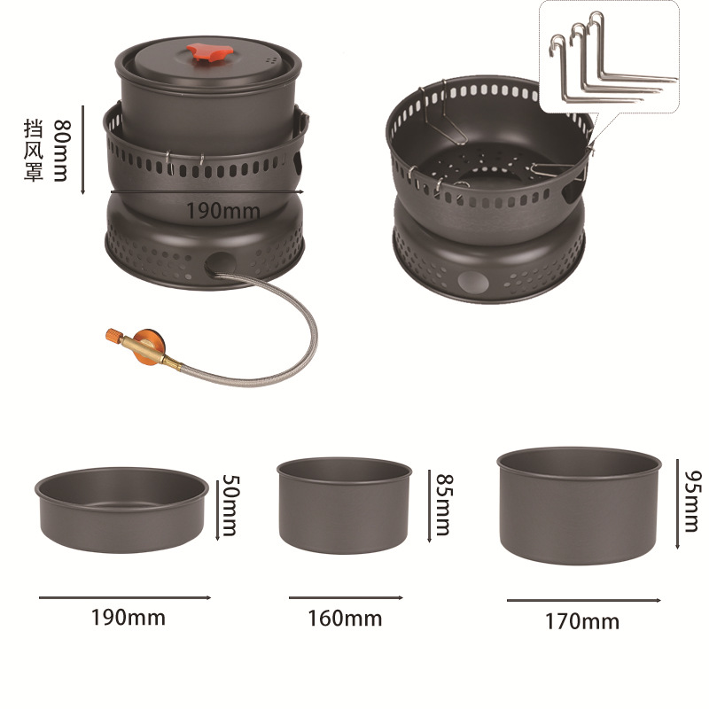 Juego combinado de utensilios de cocina para estufa de Camping BL100-Q1xb, olla de cocina, sartén