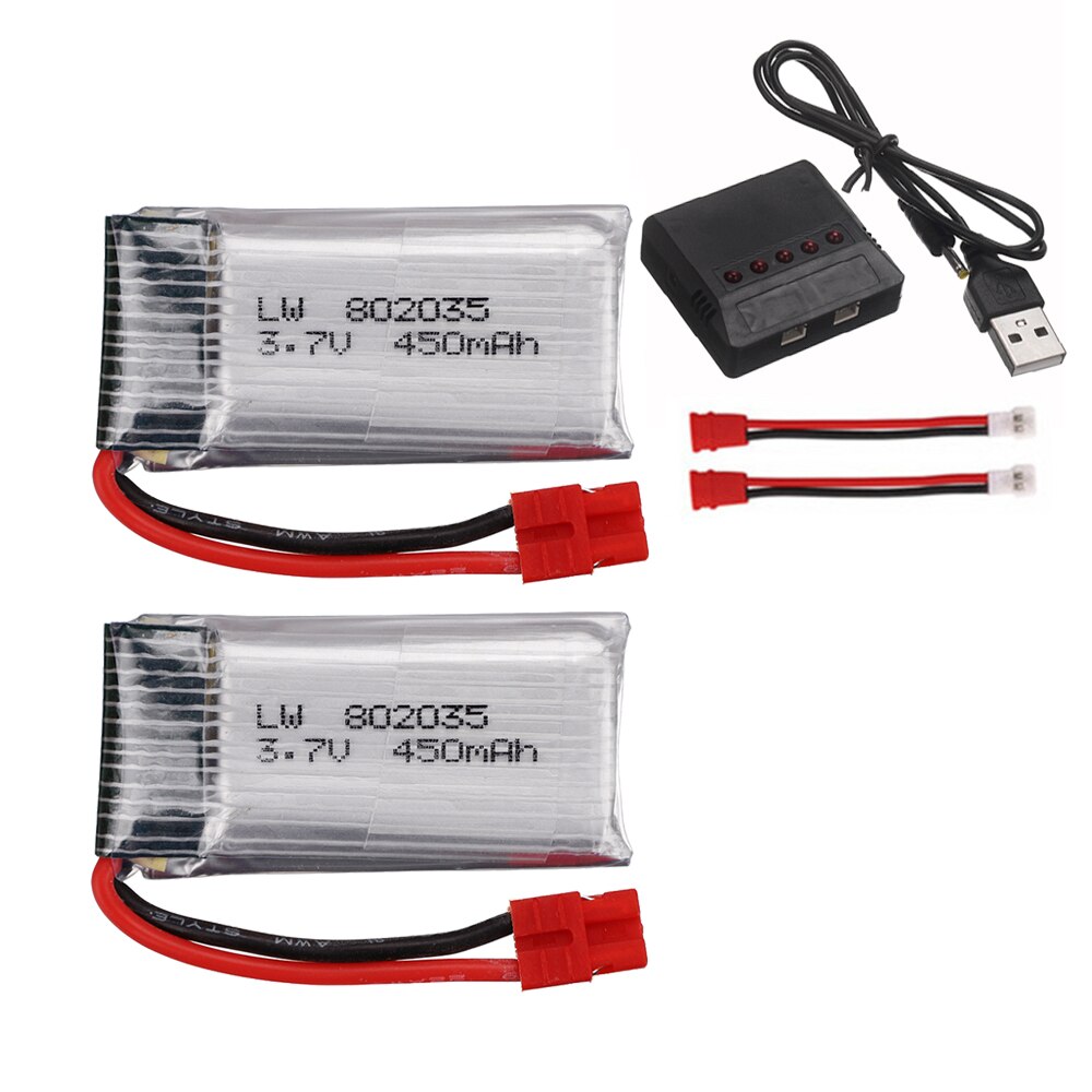 3.7V 450mAh Lipo Battery + 5in1 charger For SYMA X15 X5A-1 X15C X15W RC ...