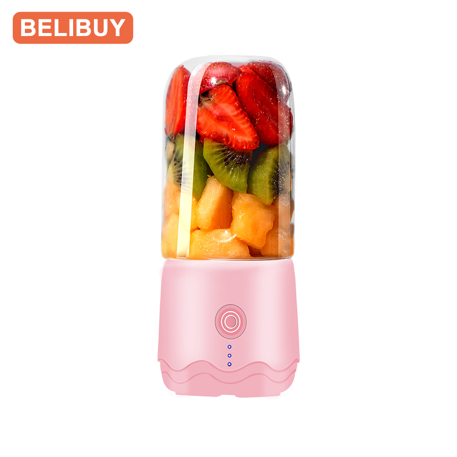BELIBUY licuadora portátil exprimidor máquina de procesamiento de alimentos fruta vegetal leche licuadora cocina exprimidor taza electrodomésticos de cocina: Rosa