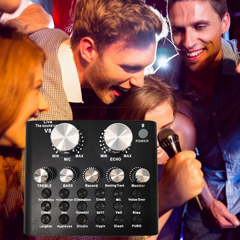 Live Sound Card Portable o Mixer DJ Sound Mixer for Recording Microphone Guitar External Computer Phone