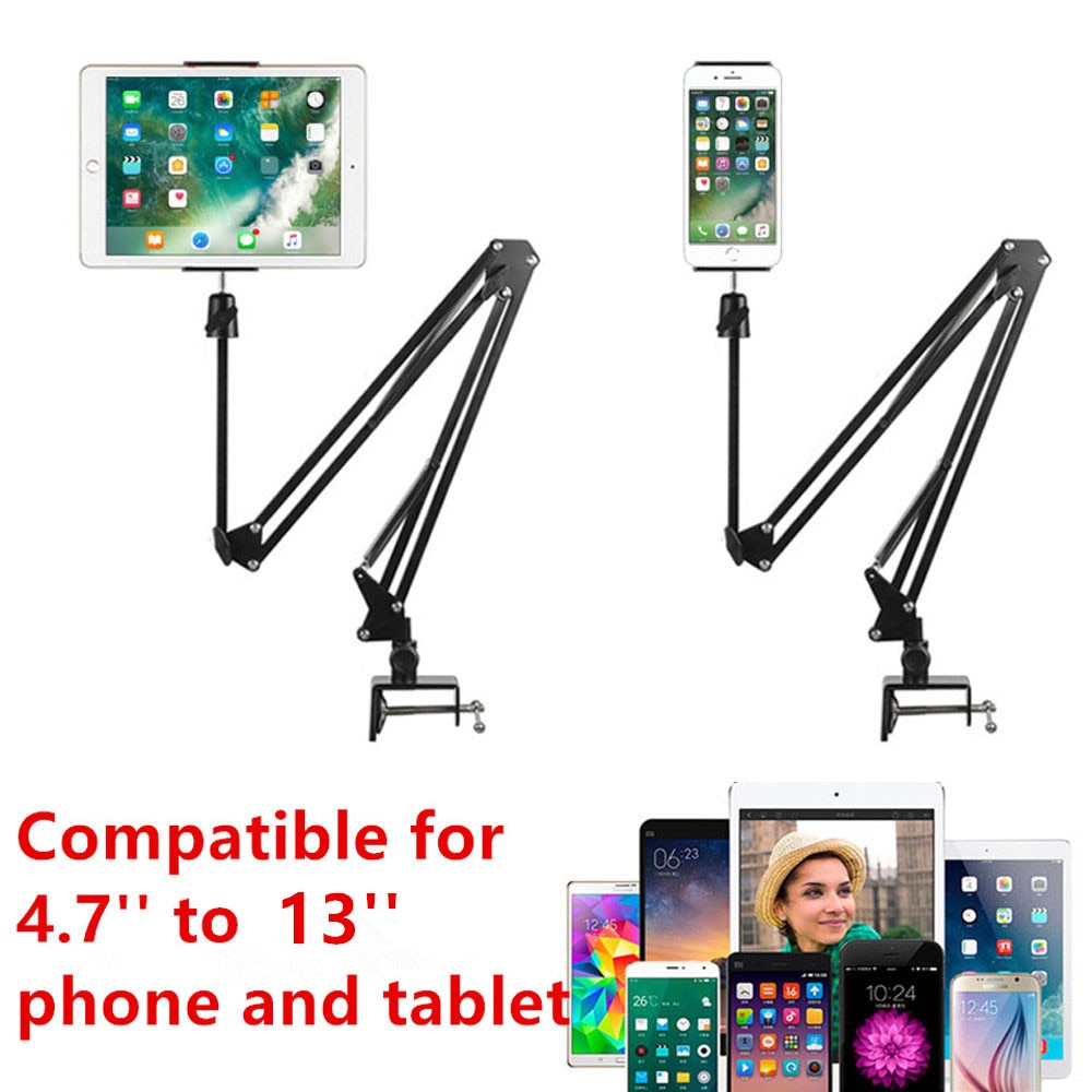 Fôrbare nettbrettstativ til ipad pro 11 pro luft 4 10.9 10.2 2 3 9.7 '' nettbrett med lang væpne fleksibel bordholder festestøtte