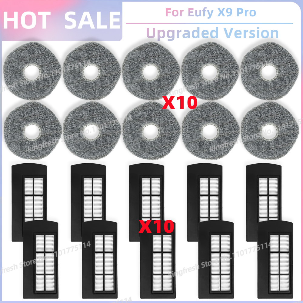Compatible For Eufy X9 Pro Robot Vacuum Replacement Parts Main Roller Side Brush Hepa Filter Mop Cloth Pad Accessories: Dark Grey
