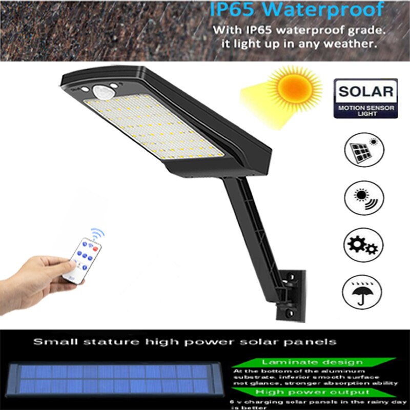 56 led zonne-energie buitenlamp op zonne-energie, waterdicht, met pir-sensor, straatverlichting, wandlamp voor in de tuin