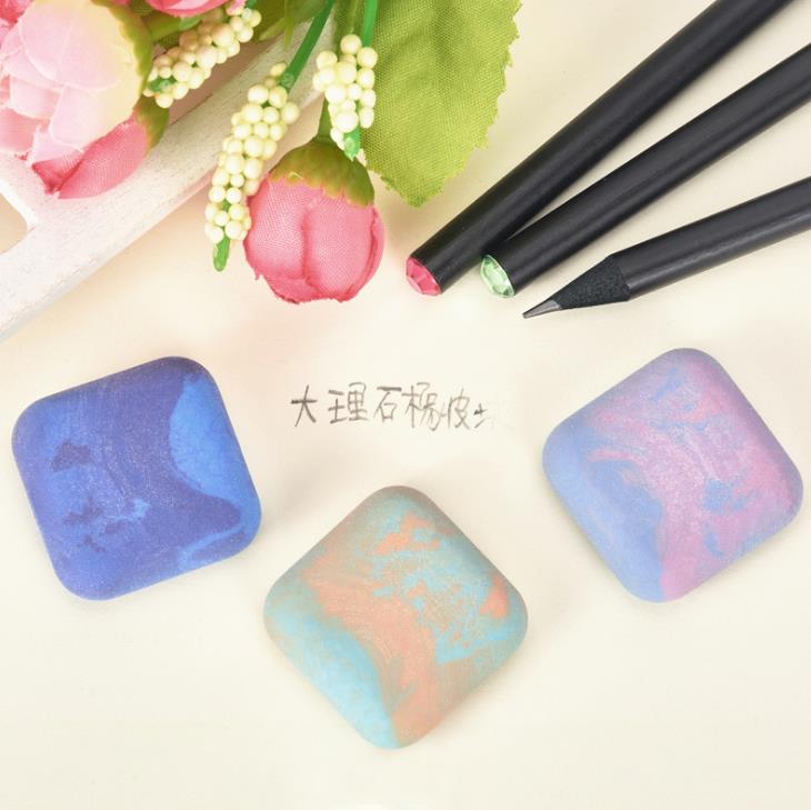 3 Pcs/pack Colorful Marble Stone Shape Eraser Soft Rubber Pencil Erasers Student Prize Stationery Supplies