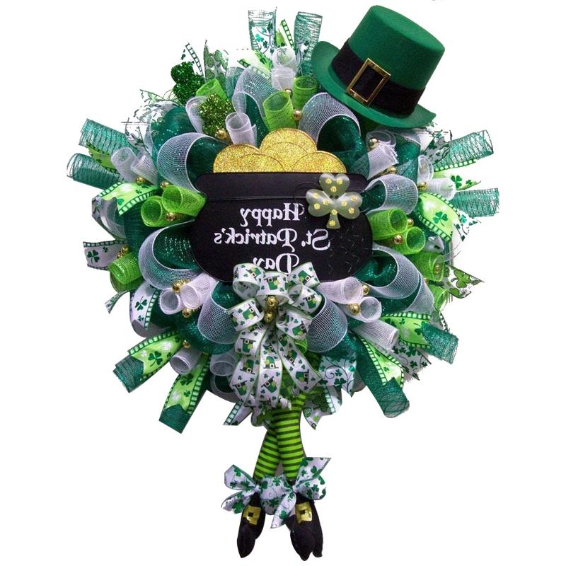 Patrick's Day Hanging Ornaments,Patrick's Day Wreath for Front Door Decorations for Patrick' Classroom Farmhouse: Milky White