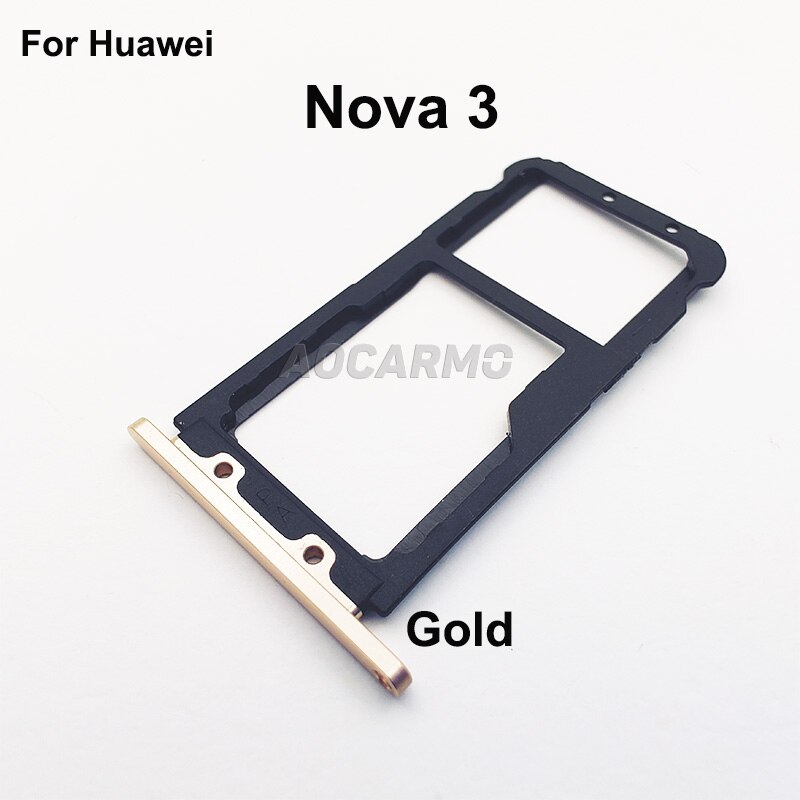 Aocarmo Voor Huawei Nova 3 Nano Sim Card Tray Microsd Slot Houder Vervanging Deel: Gold