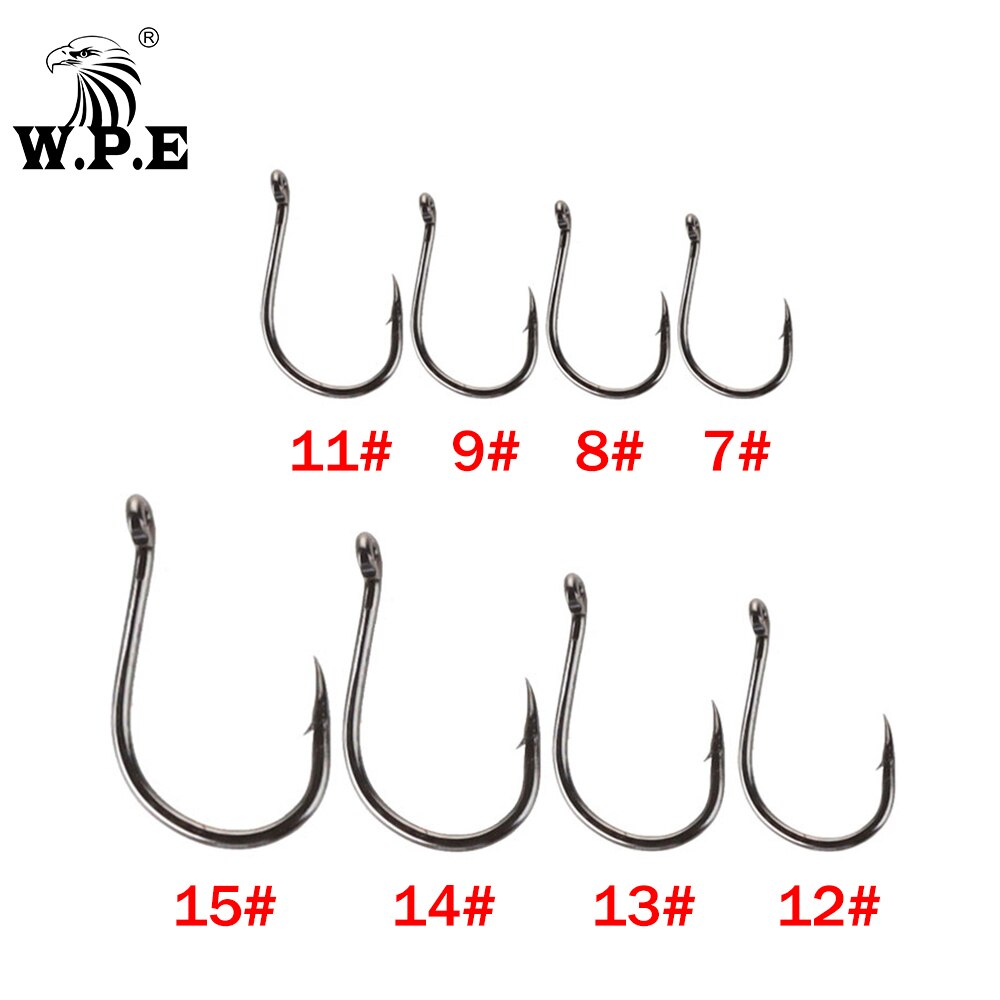 Wpe mærke 1 pakke fiskekrog størrelse 7#-15#  krog med modhager højkulstofstål enkelt cirkel karpe fiskekrog jig tilbehør
