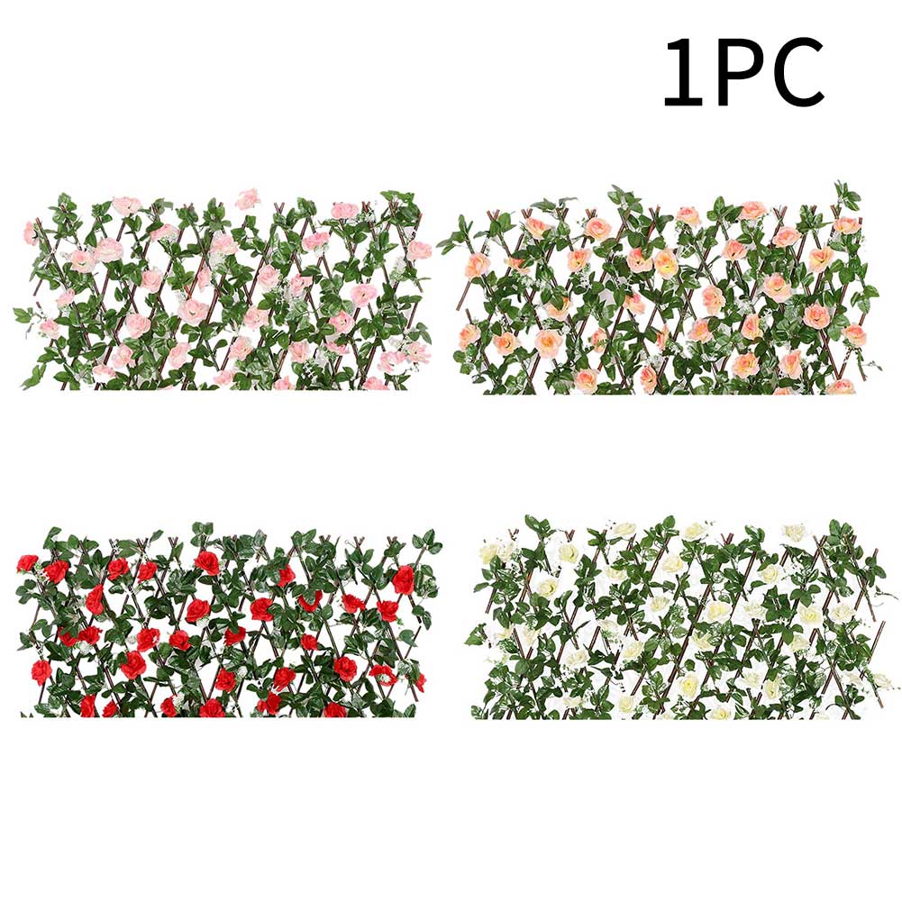 Wooden Hedge Screening Indoor Garden Decoration Privacy Screen Backyard Expanding Trellis Outdoor Artificial Fence Cloth Flowers