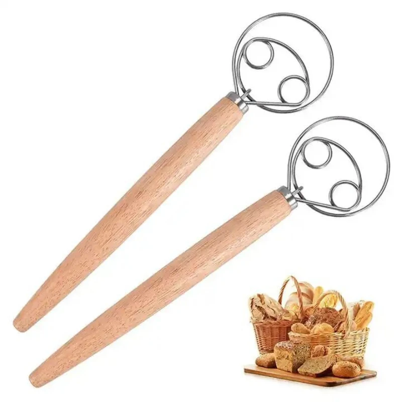 1pc dansk degvisp med plasthandtag, holländsk brödvisp för degmatlagningskök med dansk visp i rostfritt stål