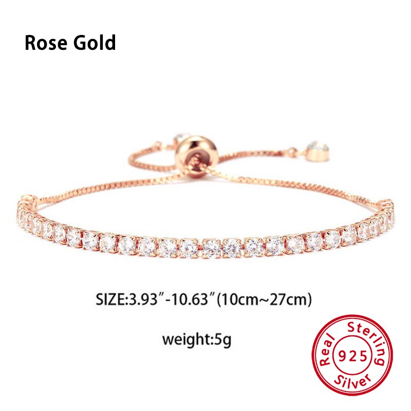 Charm 925 Sterling Zilver Diamant Vrouwen Armbanden Minimalistische Esthetische Stijl Party Bangle Strand Op Hand Sieraden: Rose Gold