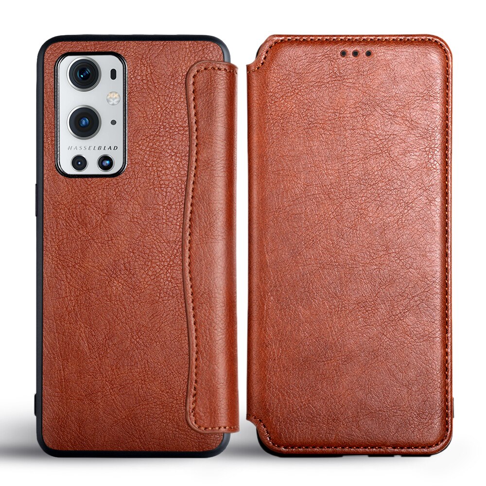 Case for OnePlus 9 Pro Flip cover PU Leather with card slot no magnet for OnePlus 9 Pro case fundas capa coque: OnePlus 9 / Brown