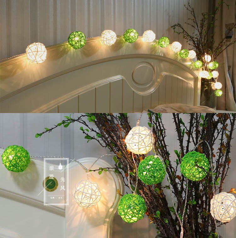 Guirlande lumineuse boule de rotin à 28led, 220V, 5M, 4cm, pour rideau de mariage, décoration de noël, pour patio, maison